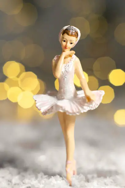 Photo of Decoration for the Christmas tree, a small figurine of a ballerina in a white tutu.