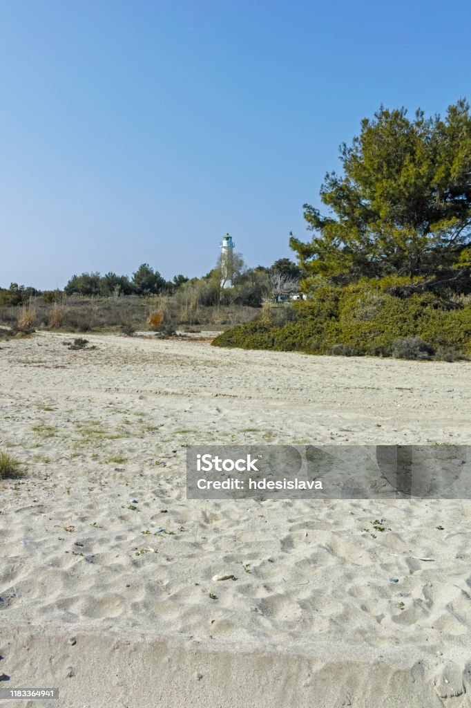 Famous Beach at Possidi Cape, Kassandra Peninsula, Chalkidiki, Greece Famous Beach at Possidi Cape, Kassandra Peninsula, Chalkidiki, Central Macedonia, Greece Aegean Sea Stock Photo