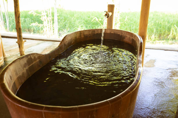 istock oak barrel for soak in the Onsen 1183365107