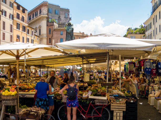 Campo de' Fiori Market, Rome, Italy stock photo