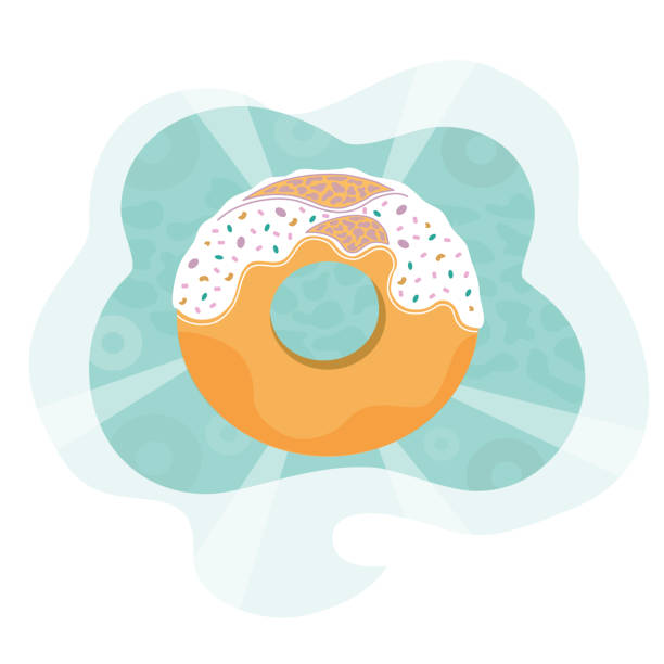 stockillustraties, clipart, cartoons en iconen met grote zoete donut illustratie. het concept van de gevaren van ongezonde diëten, cholesterol plaques van suiker en bakken. - control room