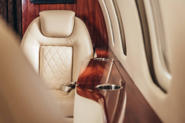 istock luxury, comfortable and modern cabin of private plane 1183366100