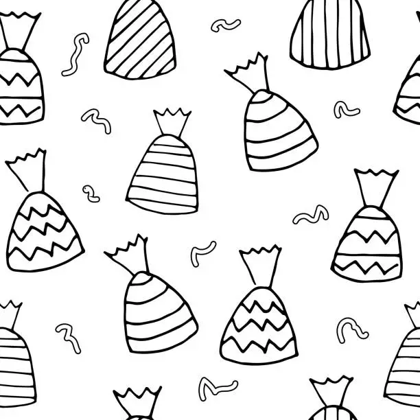 Vector illustration of Sweet candy doodle drawing line art vector