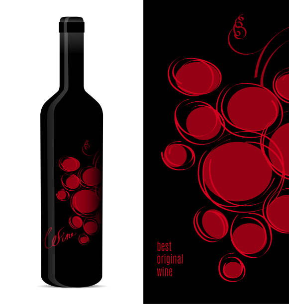 ワインのボトルのラベルデザイン - red wine illustrations点のイラスト素材／クリップアート素材／マンガ素材／アイコン素材