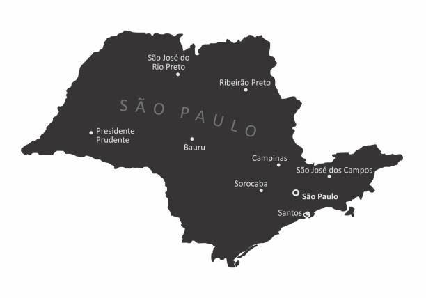изолированная карта штата сан-паулу - santos stock illustrations