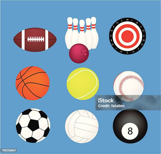 Conjunto De Ícones De Desporto - Arte vetorial de stock e mais imagens de Bola de Basquetebol - Bola de Basquetebol, Bola de Futebol, Futebol