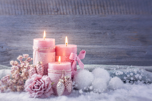 Pink christmas candle for christmas