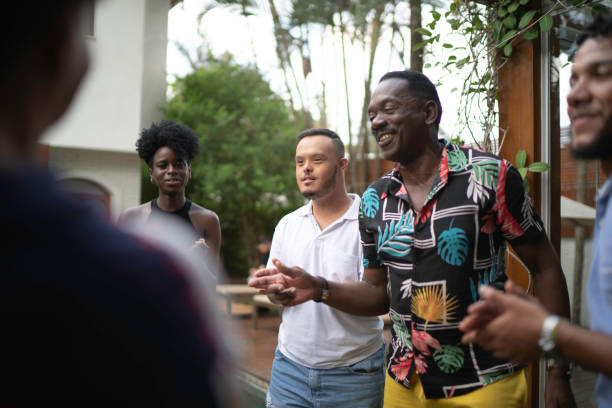 istock Family reunited, singing in backyard 1183373991