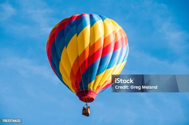Single Hot Air Balloon Stock Photo - Download Image Now - Hot Air Balloon, Journey, Flying