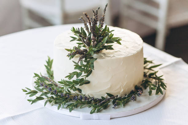 istock Cake decorated with lavender flowers. 1183376647