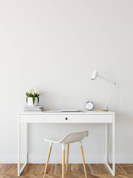 istock Wall mock up in living room. Scandinavian interior. 3d rendering, 3d illustration 1183383458
