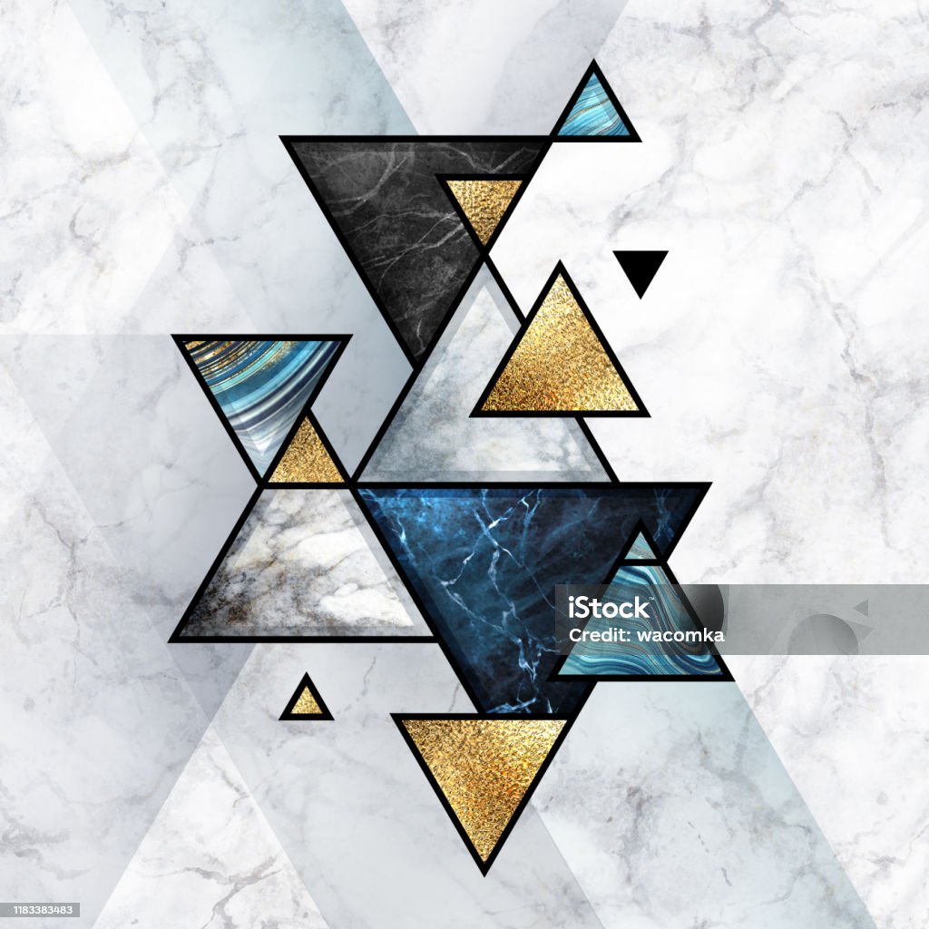 Abstract Geometric Background Modern Marble Mosaic Inlay Art Deco Wallpaper Triangles With Artificial Stone Texture Blue Gold Black Marbled Tile Geometrical Fashion Marbling Illustration Stock Photo - Download Image Now - iStock Abstract Geometric Background Modern Marble Mosaic Inlay Art Deco Wallpaper Triangles With Artificial Stone Texture Blue Gold Black Marbled Tile Geometrical Fashion Marbling Illustration Stock Photo - Download Image Now - iStock