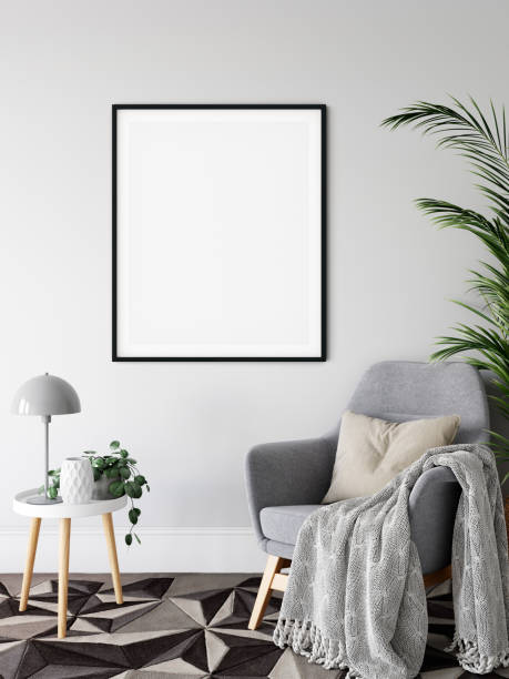 istock Frame & Poster mock up in living room. Scandinavian interior. 3d rendering, 3d illustration 1183383640