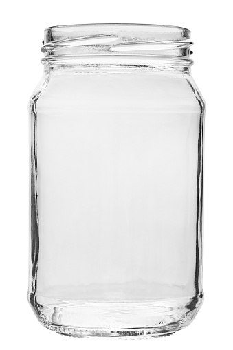 Empty glass jar without a lid. isolated on a white background. file contains clipping path