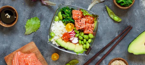 istock Hawaiian salmon poke bowl 1183384631