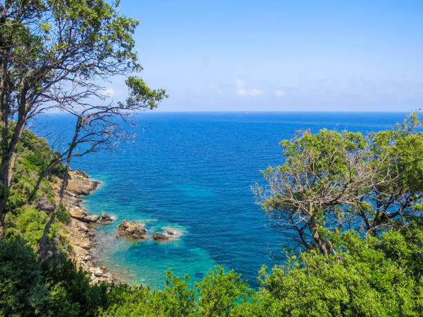 View of the Paolina Beach (Italian: Spiaggia della Paolina) on the Elba Island in Tuscany, Italy