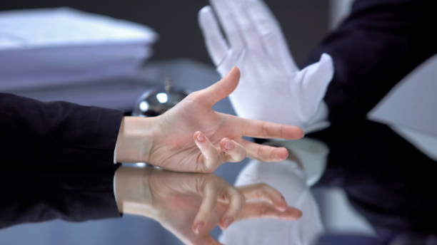 istock Hotel administrator trying to calm nervous female visitor down, behavior ethics 1183389104