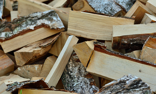 Heap of birch firewood