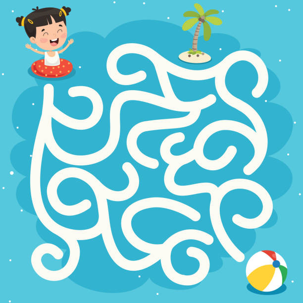 ilustrações, clipart, desenhos animados e ícones de ilustração do jogo do labirinto para crianças - brainteaser