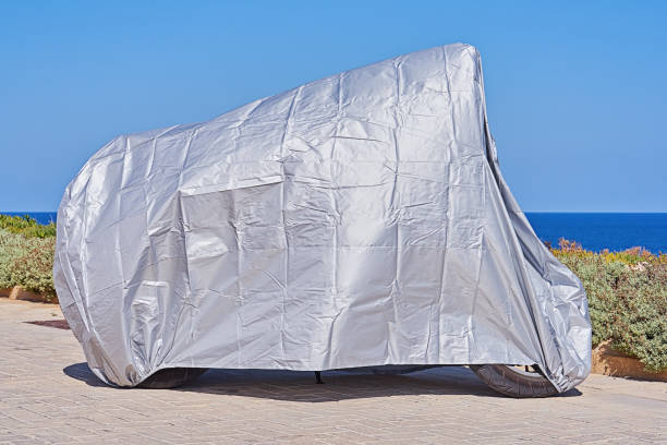 Waterproof cover for motorcycle with silver reflective surface protective