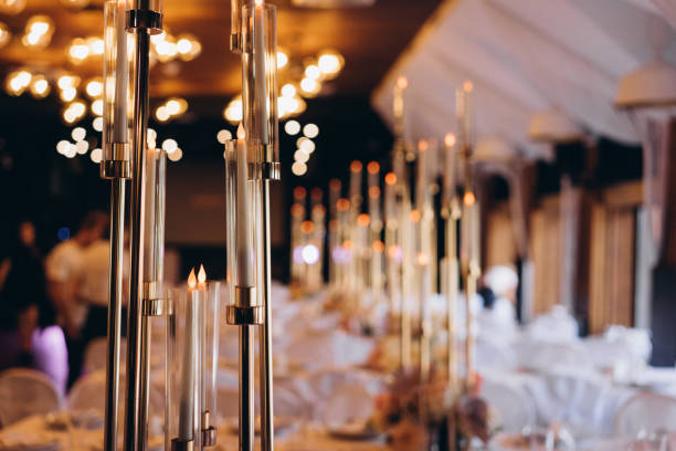 istock high decorative candles table decoration at a wedding 1183401830