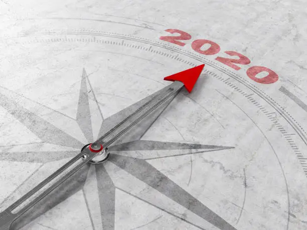 Photo of 2020 New Year Concept with Arrow of A Compass Pointing 2020