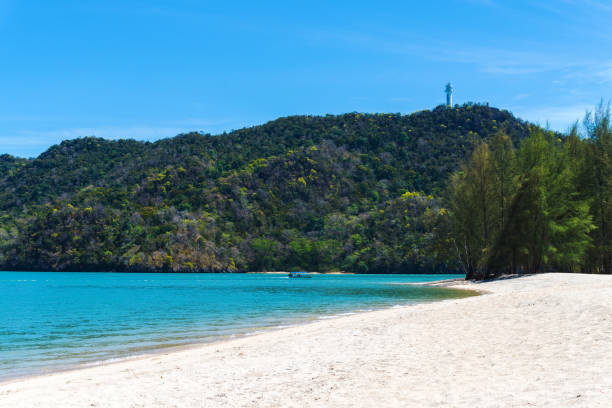 istock Tropical sand beach with rocks it tree on Langkawi islands, Malaysia 1183412562