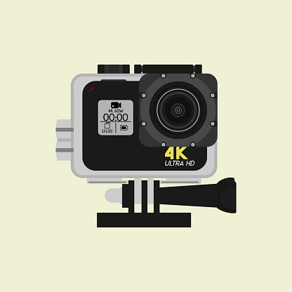Action Camera Ultra HD on Action camera Waterproof Case Template vector design