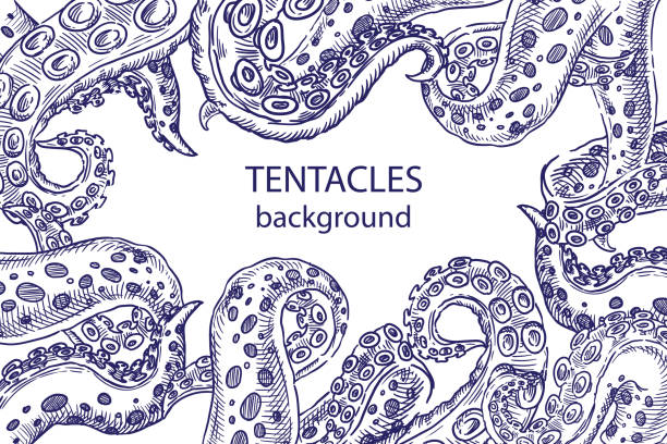 Octopus tentacles sketch background Octopus tentacles sketch background tentacle stock illustrations