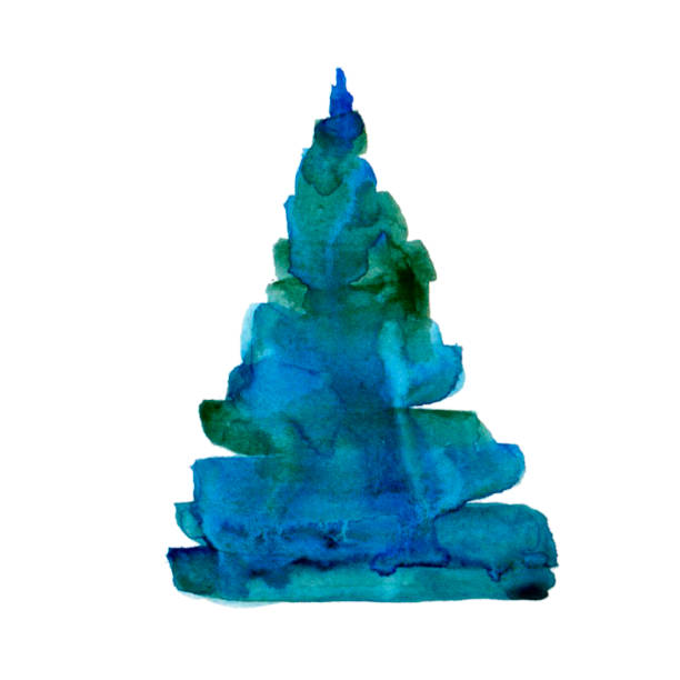 istock Watercolor winter christmas tree isolated on white background. New Year Illustration element for print, texture, wallpaper or greeting card. Blue and green color. Beautiful watercolour art. 1183422394