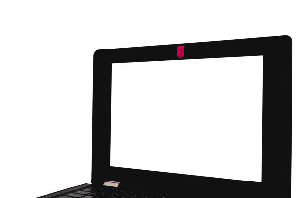 istock Laptop with covered webcam for security isolated on white background. 1183423814