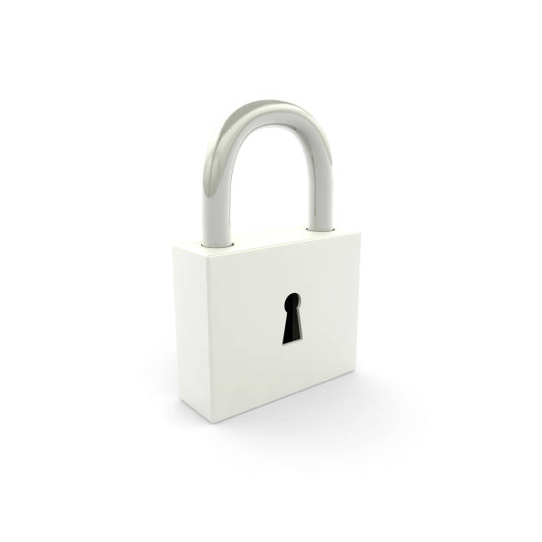 istock Closed steel lock on white isolated background 1183424011