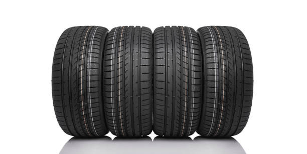 istock Summer car tires on a white. 1183424358