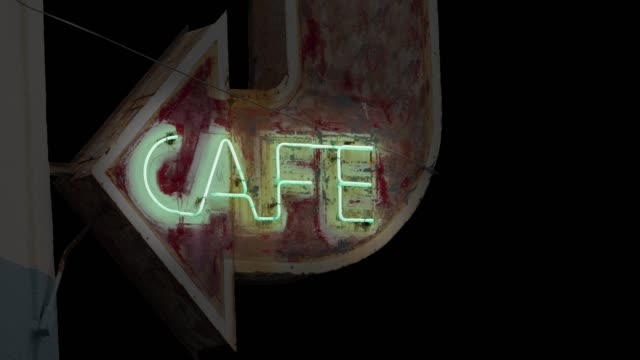 Isolated Looping Neon Cafe Sign