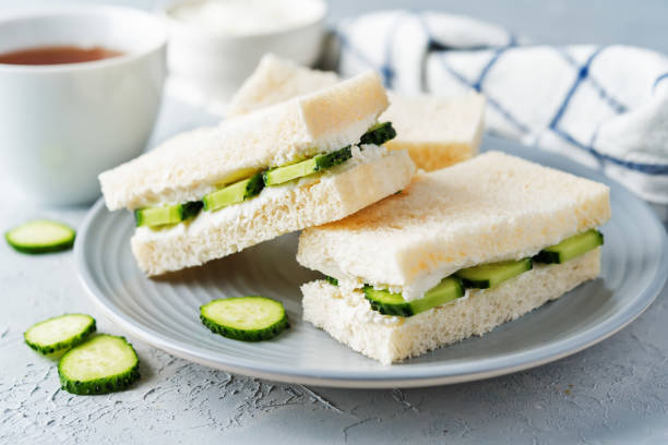 istock Cucumber cream cheese sandwiches on the plate 1183439317