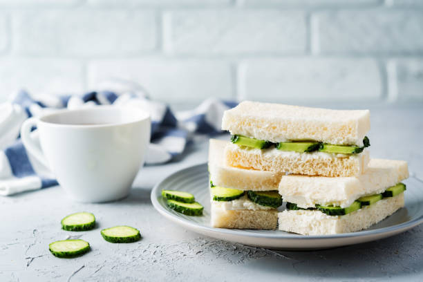 istock Cucumber cream cheese sandwiches on the plate 1183439326