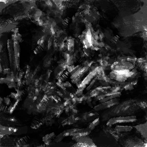istock Scary battle robot head sketch. Black and white illustration. 1183442514