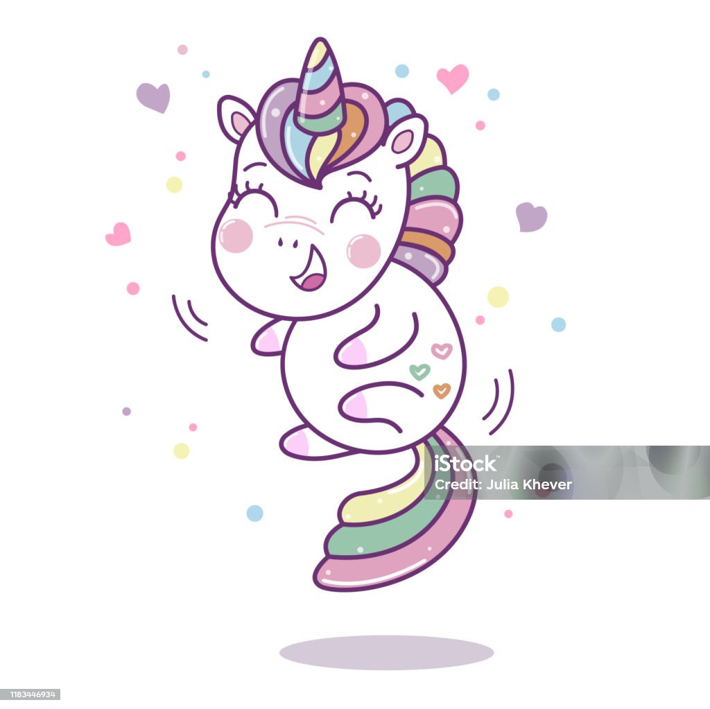 Nhân Vật Kỳ Lân Nhảy Kawaii Theo Phong Cách Vẽ Tay Vector Cười Kỳ ...