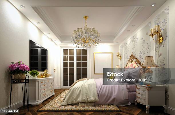 3d Render Modern Bedroom Stock Photo - Download Image Now - Apartment, Architecture, Bed - Furniture