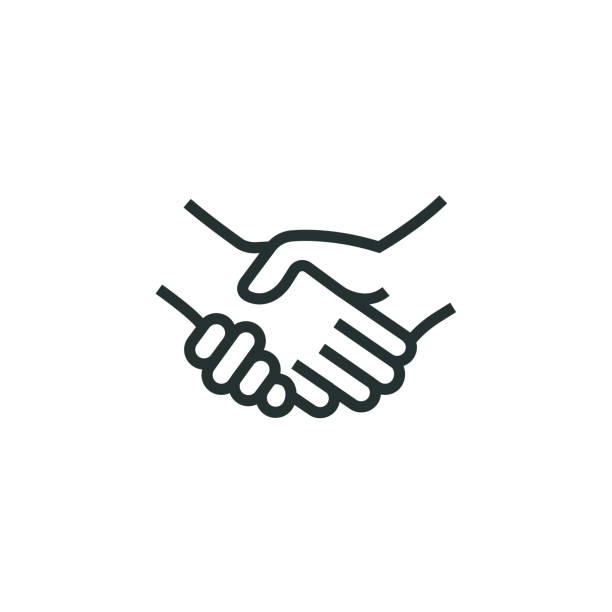 значок линии рукопожатия - partnership stock illustrations