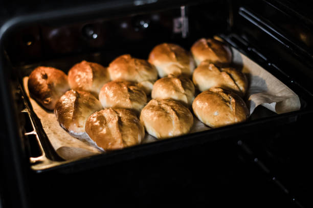 istock Baked pies on a tray in the oven 1183452397