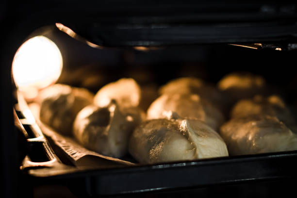 istock Baked pies on a tray in the oven 1183452407