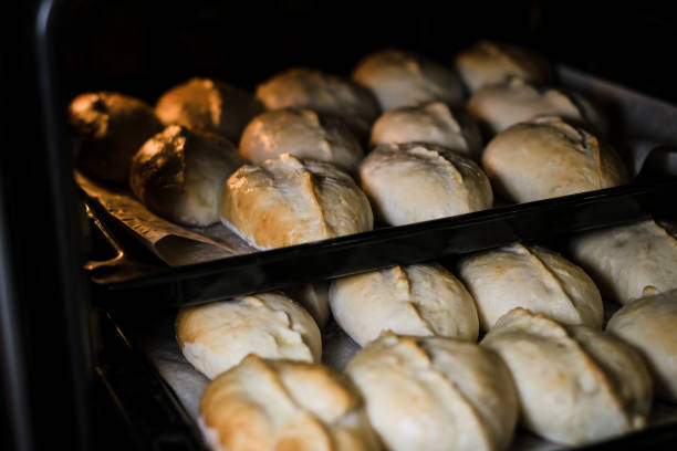 istock Baked pies on a tray in the oven 1183452430