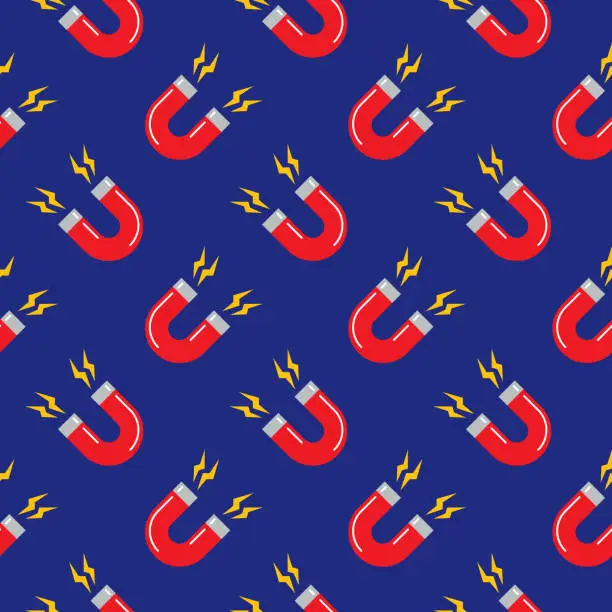 Vector illustration of Red Magnets Seamless Pattern