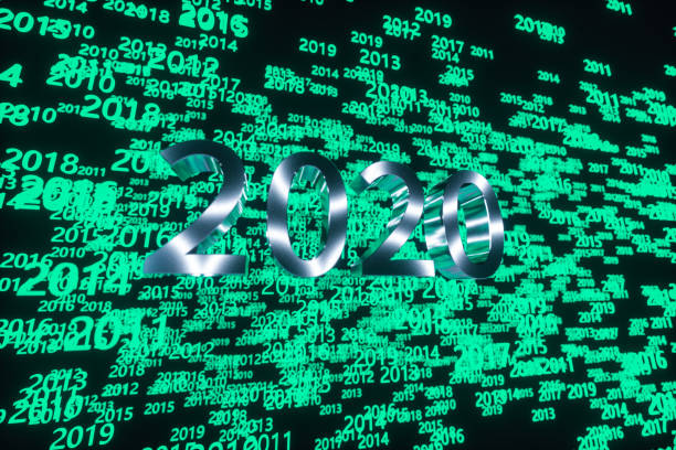 istock Glowing time numbers with dark background, 3d rendering. 1183464250