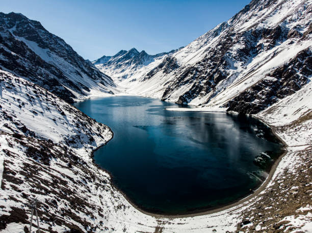 Laguna del Inca in the chilean Andes stock photo