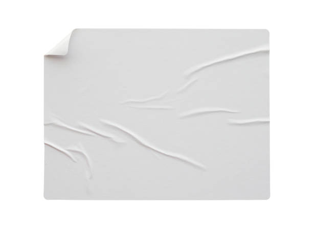Paper sticker label isolated on white background