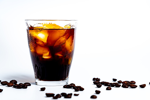 iced coffee on white background