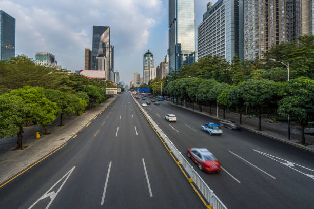 istock Busy urban traffic in the downtown district 1183483876