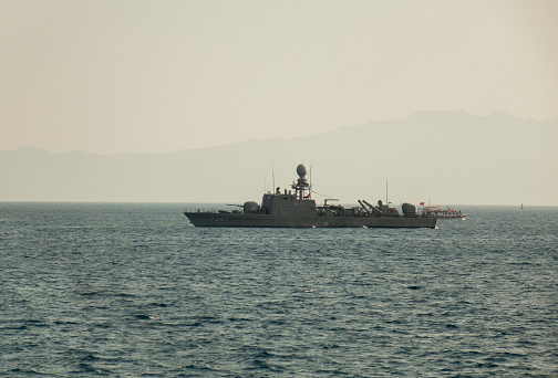 Turkish warship in the Harbor .